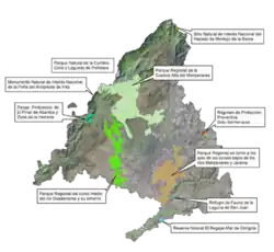 Mapa de los Espacios naturales protegidos de la Comunidad de Madrid.