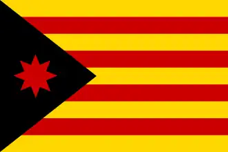 Estelada anarquista, con una estrella de ocho puntas