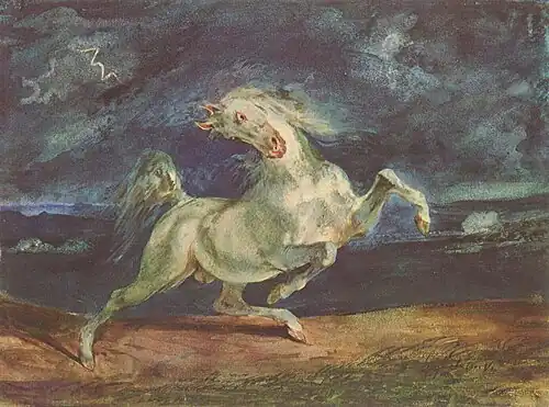 Caballo huyendo de un rayo, Delacroix, 1824.