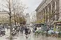 Paris, Marché aux fleurs à la Madeleine de Eugène Galien-Laloue, hacia 1910.