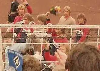 Jugadores del Hamburgo SV celebran el título.