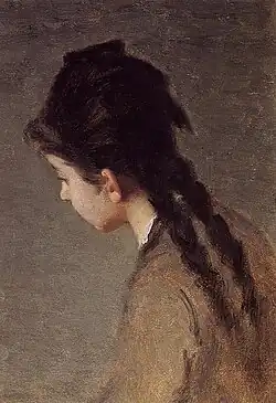 Pequeño perfil con trenzas (Jeanne Gonzalès, hermana de la artista), colección particular
