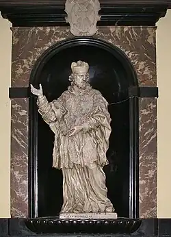 Escultura de Juan Nepomuceno en la colegiata de Sant-Denis en Lieja.