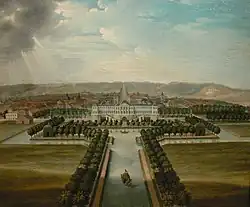 Pintura del château en el siglo&nbsp;XVIII (vista desde los jardines), artista anónimo, conservado en el Museo loreno de Nancy