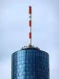 Antena del Maintower en Fráncfort del Meno, Alemania.