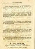 Anuncio de A. Farsari & Co., 1887. En Keeling's Guide to Japan, 4ª Edición, 2º artículo, 1890.
