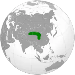 Área de distribución de Felis silvestris bieti.