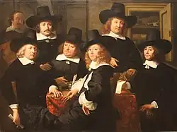 Los seis regentes y el beadle de los Nieuwezijds Huiszittenhuis en Amsterdam, pintado por Ferdinand Bol en 1657