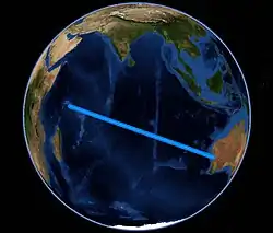 Récord de velocidad general en el Océano Índico 2014; Ruta: Geraldton, Australia a Victoria, Mahe, Seychelles; Equipo: Avalon; Tipo de barco: classic-8; Tiempo: 57 días 10 horas 58 minutos; Distancia en línea recta: 4208 millas o 6772 km; Velocidad media: 2.65 nudos o 3.05 mph[109]​