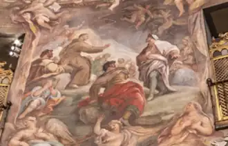 Fig. 34. Milagro de la tormenta que no mojó a los asistentes a un sermón