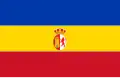 Bandera de 1811 con el escudo español en el centro.