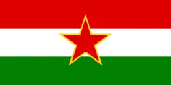 Bandera de la minoría húngara yugoslava utilizada en Voivodina durante Yugoslavia