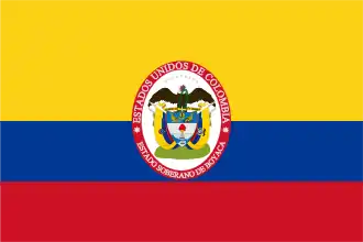 Bandera del Estado Soberano de Boyacá en 1863.