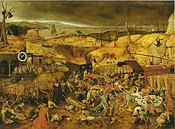 El triunfo de la muerte (copia de 1628) de Jan Brueghel el Joven]]. Museo de Arte de Basilea.