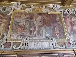 Elefante con flores de lis, Galería Francisco I, de [Rosso Fiorentino] (1534-1539).