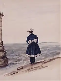 Señorita bañándose en Chorrillos de Francisco Fierro, 1850