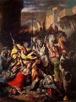 Asalto al barrio judío de Tánger, por Francisco Lameyer.