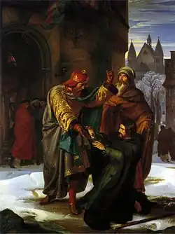 Reconciliación del rey Otón con su hermano Heinrich en Fráncfort, 941 (Alfred Rethel, 1840)