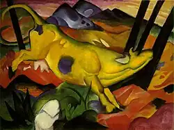 Franz Marc, 1911, La vaca amarilla, óleo en lienzo, 140.5 x 189.2&nbsp;cm