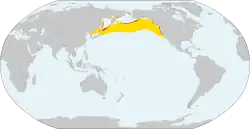 Residente (rojo), área de reproducción (naranja), invernante (amarillo).