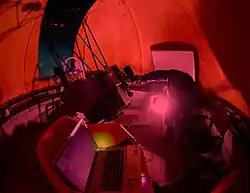 Imagen de una jornada realizando astrofotografía, con una Nikon Df y un lente de 500 mm en piggyback sobre el telescopio Centurion.