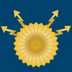 Cuatro rayos saliendo de un sol