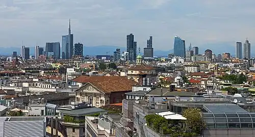Skyline milanés desde el distrito de Porta Nuova (Italia)