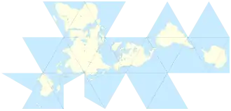 Mapa Dymaxion o proyección de Fuller.