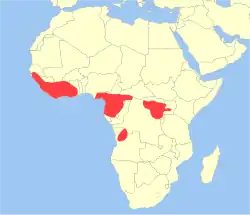 Distribución de Funisciurus pyrrhopus.