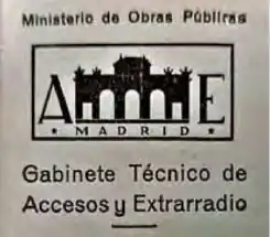 Logotipo del Gabinete Técnico de Accesos y Extrarradio de Madrid, diseñado por Secundino Zuazo en 1932, según Vicente Olmo