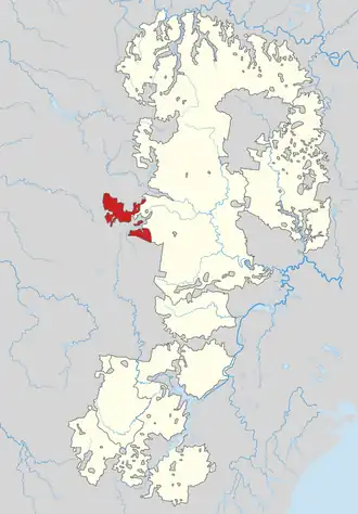 El PN Jardines de Piedra, en rojo, parte de la Región de las Montañas Azules, Patrimonio de la Humanidad