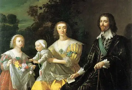 George Villiers, duque de Buckingham y familia 1628 por Gerard van Honthorst.