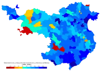 Crecimiento de la población entre 1998 y 2008