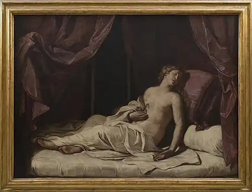 La muerte de Cleopatra de Guercino, c.1648