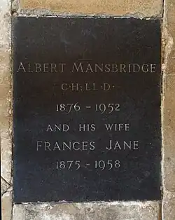 Lápida de Albert Mansbridge