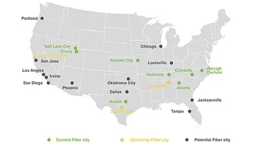 Mapa de Google Fiber