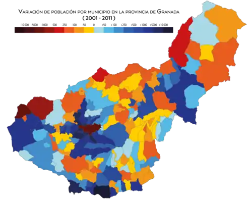 Variación de la población entre 2001 y 2011