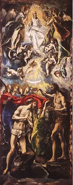 El bautismo de Cristo año 1597-1600 315 x 144 cm Museo del Prado (Madrid)