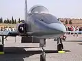 Parte frontal de un F-5A griego; se pueden apreciar las bocas de los cañones de 20 mm.
