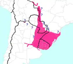Distribución geográfica del grupo gymnogenys, en el cual se aglutinan algunas de las especies del género Gymnogeophagus.