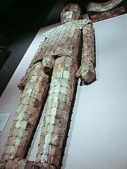 Un traje funerario Han de jade en el Museo Nacional de China, Pekín.