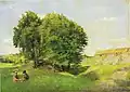 Harriet Backer To barn og tregruppe (Dos niños y varios árboles) (1885)