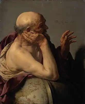 Heráclito llorando, por Hendrick ter Brugghen (1628)