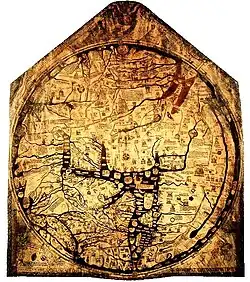 Mapamundi de Hereford, hacia 1300.