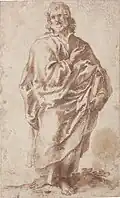 "Un apóstol". Pluma y tinta parda sobre papel agarbanzado, 340 × 190 mm, 1642. Legado Villaescusa