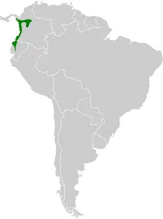 Distribución geográfica de la tangara cejirroja.