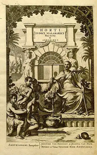 Portada del Hortus Malabaricus de Hendrik Adriaan van Reede tot Drakenstein