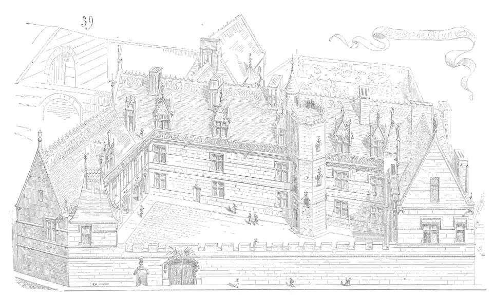 Vista del Hôtel de Cluny por Eugène Viollet le Duc hacia 1856.