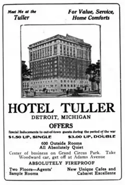 Anuncio del Hotel Tuller, 1918