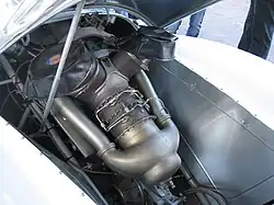 Turbina Allison 250C18 instalada en el chasis GTP3. Compárense las dimensiones con las del diferencial